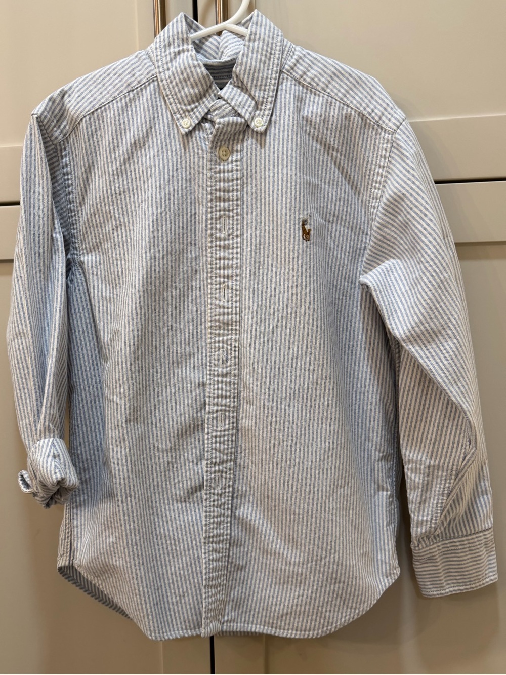 Polo by Ralph Lauren boys Blue & White Striped Button-Down Shirt- 8